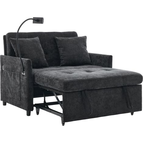 Canapé tissu multifonctionnel avec port USB et support tablette, design moderne minimaliste, 109x72x83,5 cm (1/5)