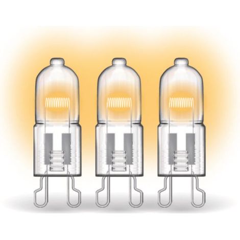 Set mit 3 Halogenlampen G9, 30 W, 410 lm, 2700 K, warmweiß, dimmbar – praktische Verpackung
