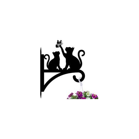 Bardusch - 30x40 cm Crochets de suspension en fer pour plantes d'extérieur et d'intérieur, carillons éoliens, support mural en métal résistant aux intempéries pour porche, jardin, maison (chat)