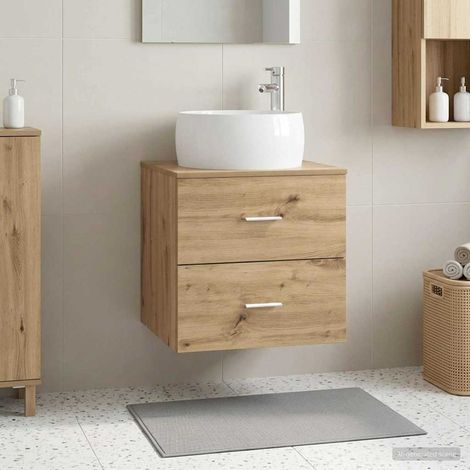 Vanidad con Lavabo de Pared Roble Artesanal 49,5 x 44,5 x 66 cm