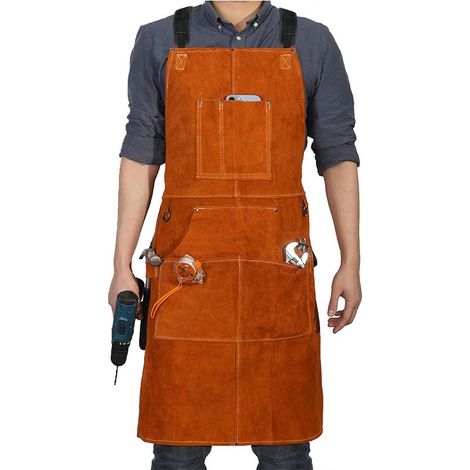 Tablier de soudeur – Tablier de travail (6 poches), Tablier de cuisine multifonctionnel, Bretelles réglables, Unisexe (1/5)