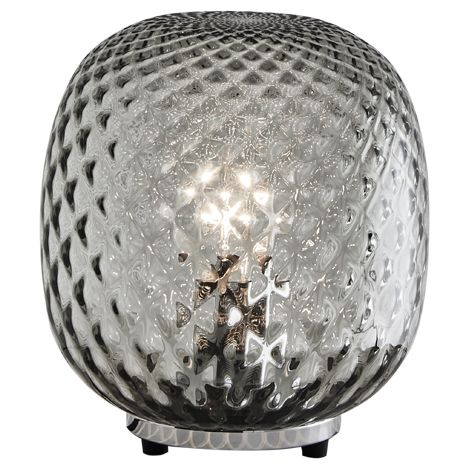 Lampada da Tavolo Oban Cromo con Vetro Soffiato a Mano Effetto Balloton Fumè - E27 75W 230V - Rossini Group (1/5)