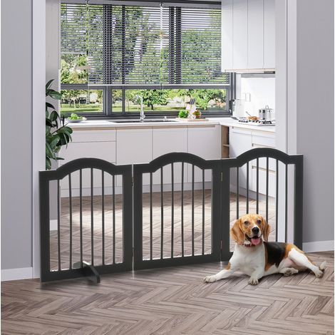 Barrera de protección para perros de 3 paneles plegable 154,5 x 61 cm negra HAVRYA (1/5)