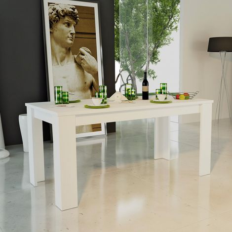 Mesa de comedor extensible 160-210x90cm diseño moderno de madera blanca Jesi Larch (1/5)