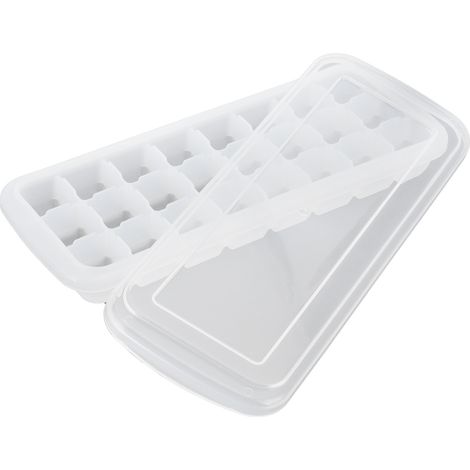 Bac à glaçons en silicone à 24 compartiments pour petits glaçons, avec couvercle en PP, blanc, idéal pour la cuisine.
