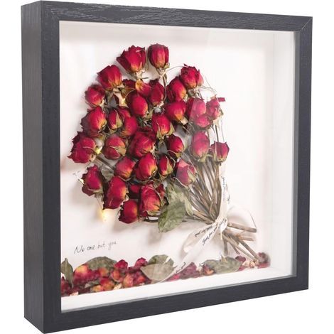 Cadre Profond 20x20 cm Vitrine 3D pour Photos Bouquet de Mariage et Décoration DIY (Noir) (1/5)