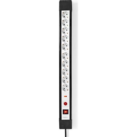 Regleta de enchufes  Tipo F (CEE 7/7)  10 tomas  3,00 m  3680 W  16 A  Toma de tierra: Contactos laterales  230 V CA 50/60 Hz  Ángulo de la toma: 45°  H05VV-F 3G1,5 mm²  Interruptor de encen