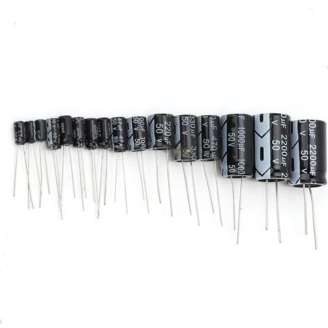 Kit 150 pièces condensateurs électrolytiques 50V 1uF à 2200uF assortiment divers valeurs (1/3)