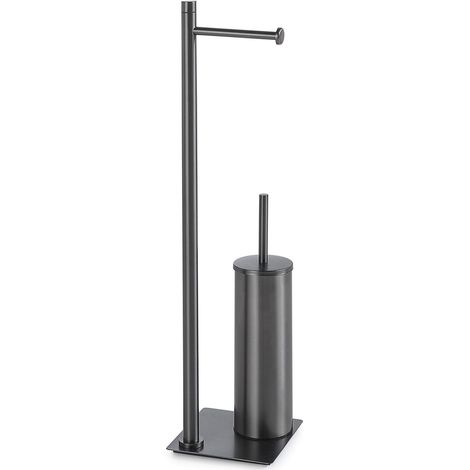 Standgarnitur Toilettenpapierhalter Und Wc-Bürste Gun Metal Silene