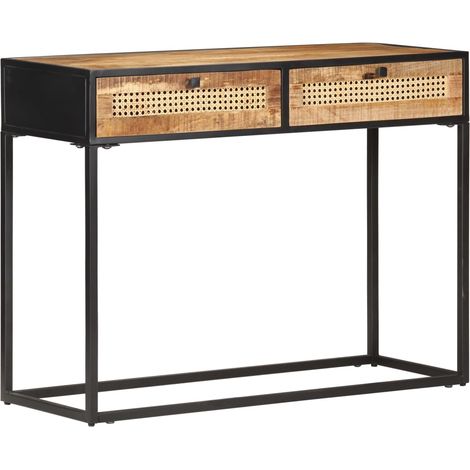 Table console 100x35x75 cm Bois de manguier et canne naturelle vidaXL (1/5)