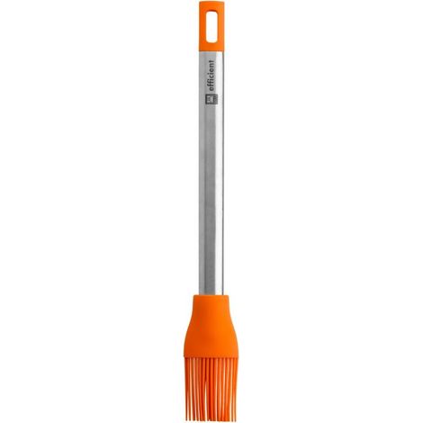 Brosse de cuisine efficace, ustensile de cuisine, acier inoxydable, silicone orange, dégraisse et tartine, compatible lave-vaisselle