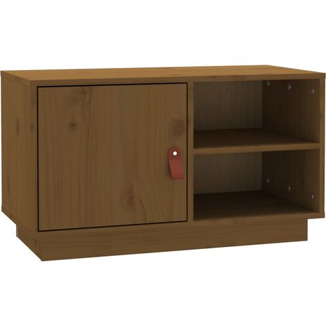 Meuble TV, Étagère TV, Meuble de Salon, Marron miel 70x34x40 cm Bois de pin massif OIB5393E (1/4)