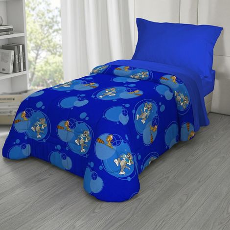 Couvre-lit simple pour enfants 170x250 Tom and Jerry Blue « TJ Bottle » – Courtepointe en microfibre légère 80 g/m², fabriquée e (1/5)