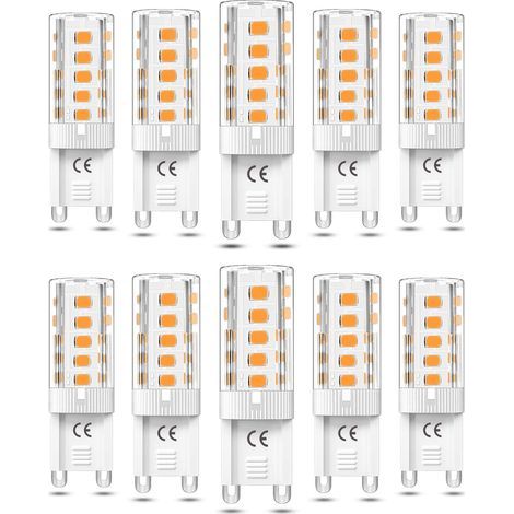 10 ampoules LED G9, dimmables, blanc chaud 3000K, équivalent à une ampoule halogène de 50W AC110/220V - Parfaites (1/4)