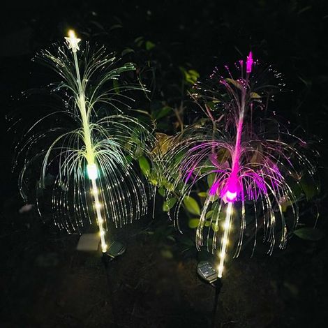 Illuminazione a guida luminosa solare in 2 pezzi, illuminazione decorativa per patio, lampade solari a forma di medusa, illuminazione decorativa per esterni, diametro massimo 40 (1/5)