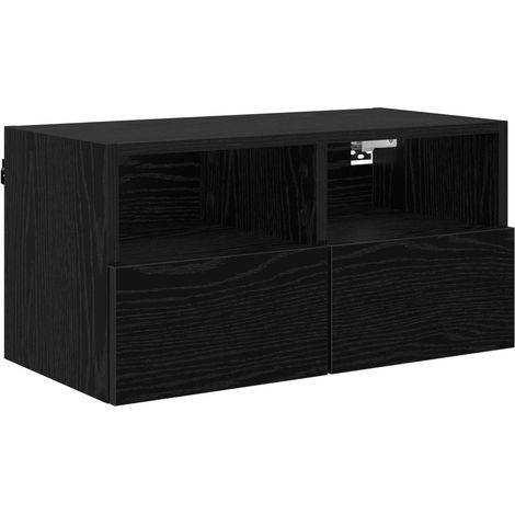 vidaXL  TV Wall Cabinet  Black Oak 60 x 30 x 30 cm Engineered Wood
