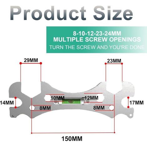 Set di 2 chiavi per doccia, chiave angolare curva autolivellante speciale, chiave portatile per riparazioni in bagno per viti a testa esagonale da 8/10/12/14/17/23/30 mm (1/4)