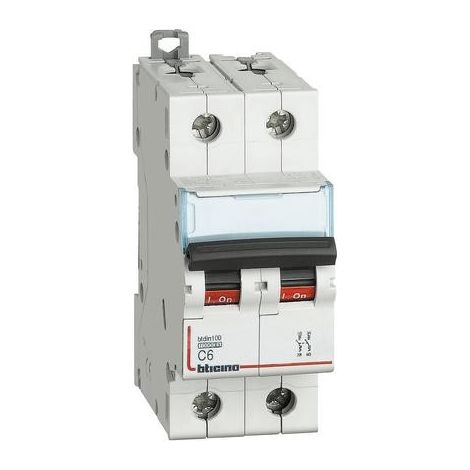 Interruttore magnetotermico Bticino 2P 6A 10kA tipo C 2 moduli FH82C6