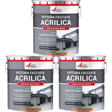 Pittura acrilica per esterni: per facciate esterne e stucco - ARCAFAÇADE RENOV - 3 x 10 L Ocra - RAL 050 60 40 - ARCANE INDUSTRIES (1/5)