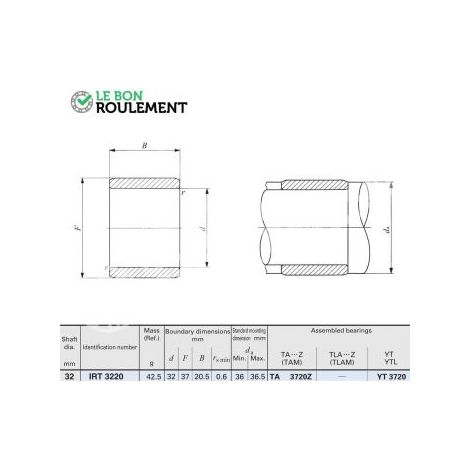 Bague acier intérieure IRT3220-IKO