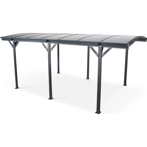 Carport de 15m² en aluminium anthracite et polycarbonate - Le Mans 5x3m - abri de voiture 500 x 300 x 220 cm (1/5)