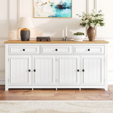 Sideboard Schrank Aufbewahrung 160x35x76 MDF Weiß HAVRYA (1/5)