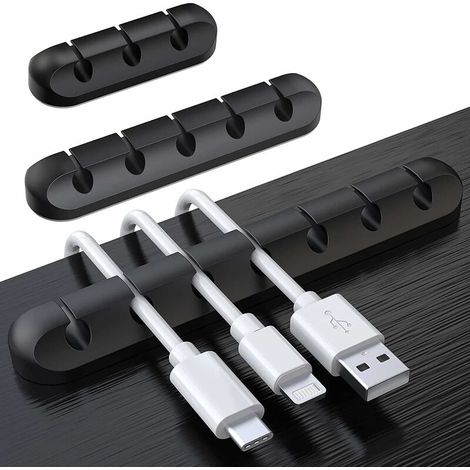 Rangement de câbles de bureau, lot de 3 supports, organisateur de câbles, gestion des câbles, rangement pour chargeur USB/souris/casque/câbles PC (1/5)