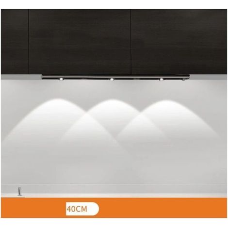 Spot LED sans fil avec détecteur de mouvement, lampe intelligente rechargeable pour cuisine, salle de bain, placards, dressing – Noir (tricolore, intensité variable) 40 cm – RAPANDA (1/5)