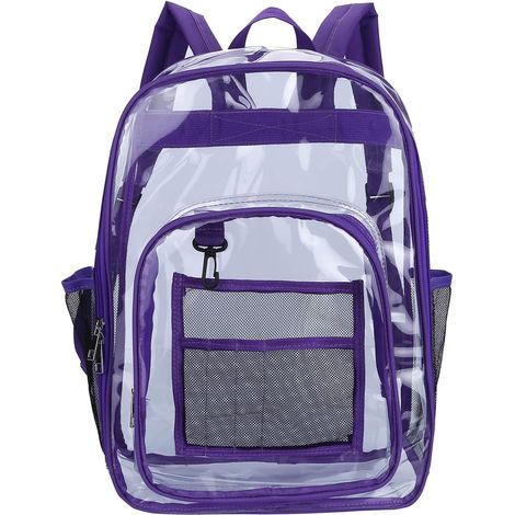 Sac à dos transparent de grande capacité de stockage en PVC texture de sac à dos cartable 17 jeux pour ordinateur portable, violet, taille unique