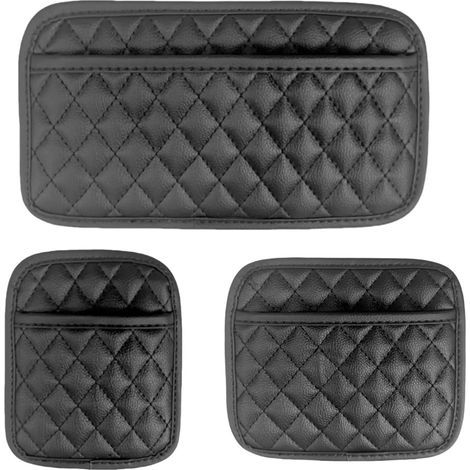 Sac de rangement de voiture en cuir pour clés, cartes, petits objets, sièges arrière, console centrale (1/5)