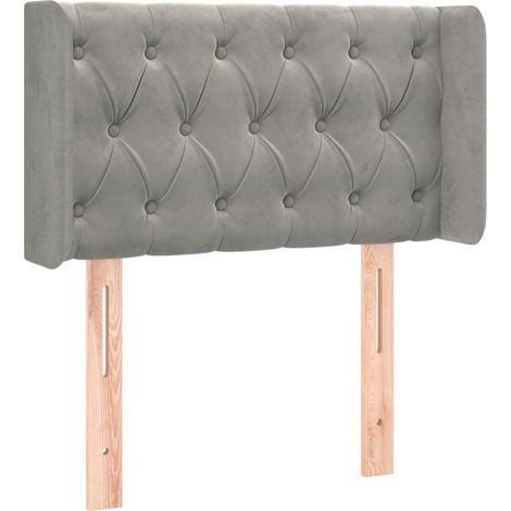 Testiera accessorio letto mobile camera da letto con bordo laterale 83 x 16 x 78/88 cm tessuto velluto grigio chiaro TDL0205132