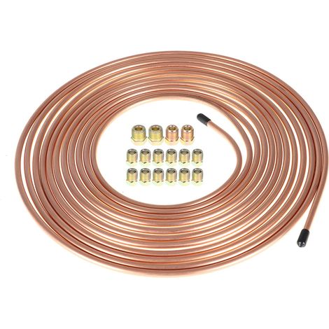 1 Rouleau Tuyau de frein, alliage cuivre-nickel 6mm, 7,6m, avec 16 raccords, pour systèmes carburant et transmission (1/5)
