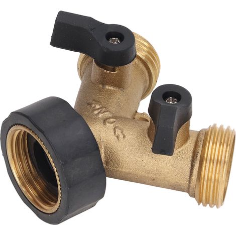 2-Wege-Kugelhahn, robust, aus Messing und Kunststoff, mit 3/4-Zoll-Messingschlauchanschluss zur Gartenbewässerung (1/5)