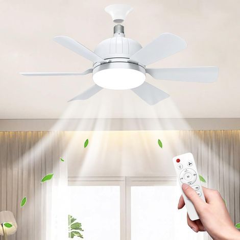 E27 Deckenventilator mit Licht und Fernbedienung, dimmbarer LED-Deckenventilator, 46 cm Lampendurchmesser, 3 Geschwindigkeitsstufen, 3 Farben, Deckenventilator [Energieklasse (1/5)