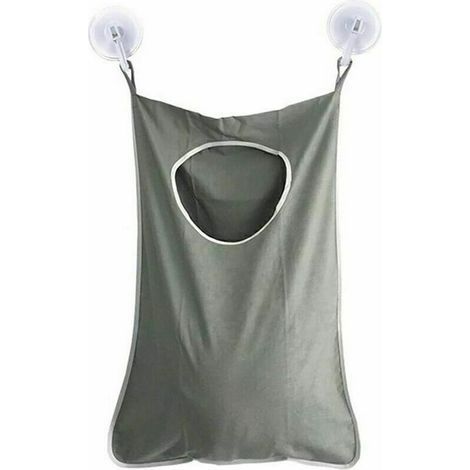 Hanging fabric laundry basket for space-saving door + 2 stainless steel hooks + 2 suction cups - (1/5)