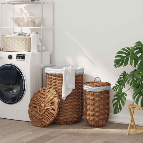 vidaXL  Laundry Basket  2 pcs Brown Kubu Rattan