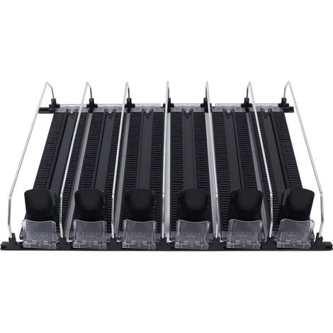 Automatischer Getränkespender mit Druckknopf, 6 Reihen, federbelasteter Breitenverstellung, großem Fassungsvermögen von 38 cm, für Kühlschränke, schwarz (1/5)