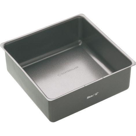 MasterClass Molde para Tartas de 30 cm de Fondo Suelto sin PTFE, PFOA ni BPA, Acero al Carbono de 1 mm, Sartén Cuadrada Grande de 12 pulgadas , Gris