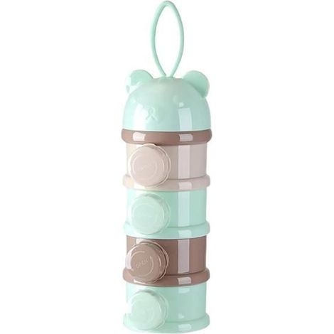Doseuse à Poudre De Lait Boîte en Bébé 4 Compartiments Distributeur Doseur Distributeur, Vert (1/4)