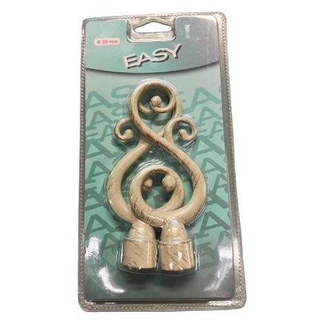 2PZ TERMINALE DECORATIVO D.20MM COL.AVORIO-ORO