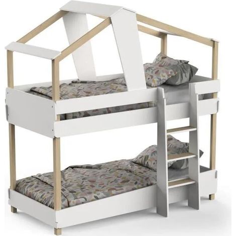 Demeyere Timber Etagenbett Holz und Weiß 90x200 cm