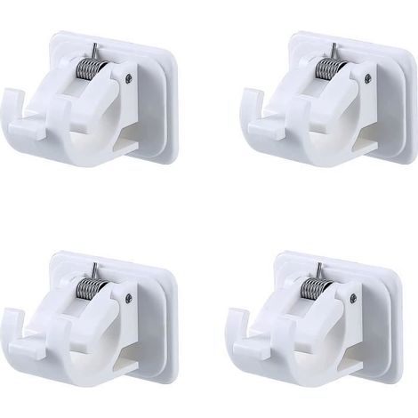 Lot de 4 supports de tringle à rideau autoadhésifs sans perçage Crochets de fixation en plastique réglables pour la maisonla 382 (1/4)