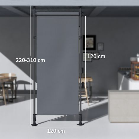 Store autoportant, longueur réglable, installation sans perçage, structure en aluminium, 1,2 x 2,2-3,1 m, gris foncé (1/5)