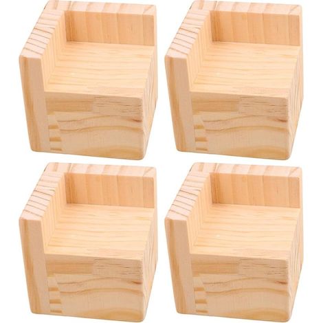 – Lot de 4 pieds de meuble en bois massif brut – Hauteur 5 cm – Capacité jusqu'à 1 090 kg – Pour lits, canapés, chaises, tables (1/5)