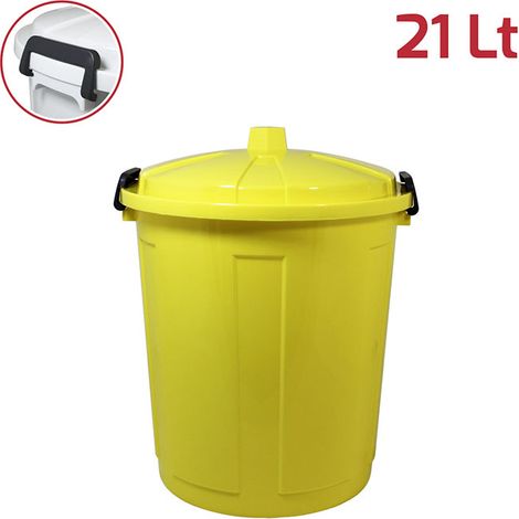 Bidone contenitore coperchio con chiusura antirandagismo 21lt pattumiera casa cucina giardinaggio raccolta differenziata antiodori - colorigenerali: GIALLO