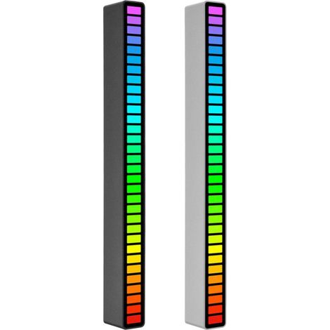 Barra de luz LED RGB de 32 LED con ritmo y sonido, con USB tipo C, 18 modos, ideal para juegos en el coche.