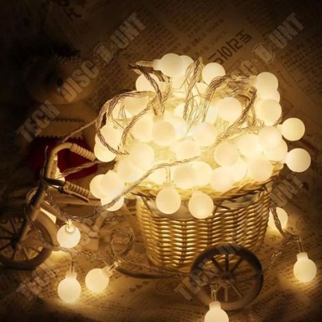 10 m guirlande lumineuse LED, boules étanches 18 mm, lumière blanc chaud, 100 LED, décoration intérieure et extérieure (1/2)