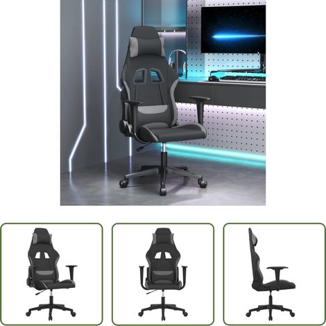 Confort de jeu - Chaise de jeu Noir et gris clair Tissu (1/5)