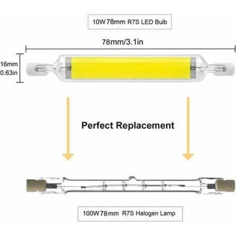 Confezione da 2 lampadine LED R7S da 10W, 78mm, dimmerabili, bianco freddo 6000-6500K, sostituzione per lampadine alogene J78 da 100W, attacco R7S a doppia estremità, angolo del fascio luminoso di 360 (1/4)