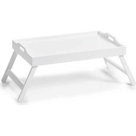 Betttablett, Serviertablett, Universaltisch mit klappbaren Beinen, MDF, Weiß